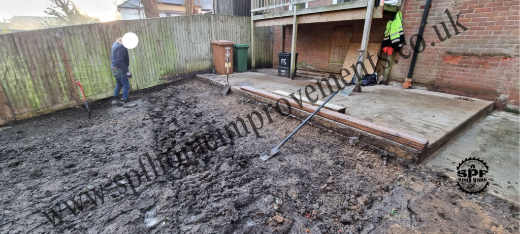soft hard landscaping backyard mud